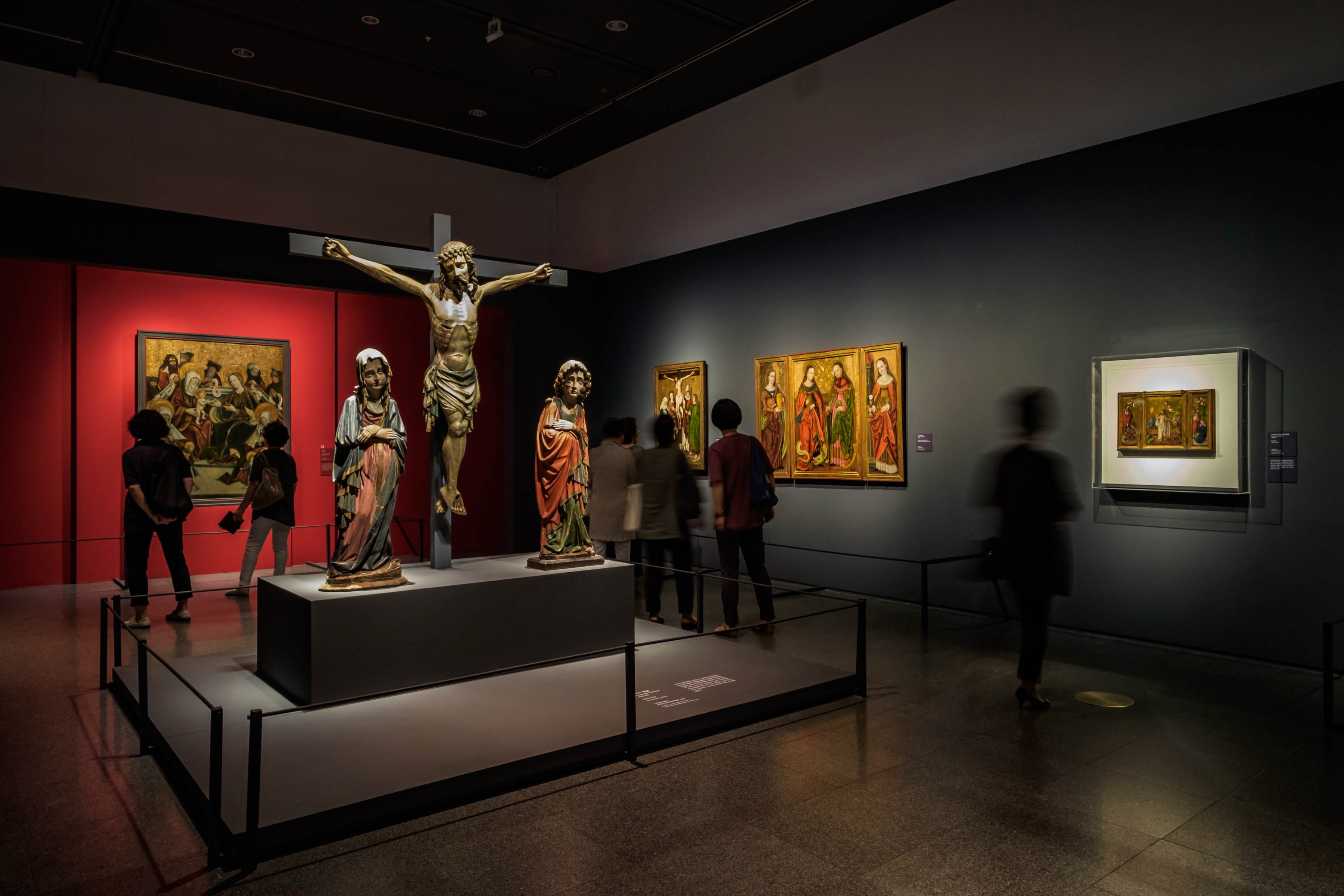 Visitors viewing European religious art at the National Museum of Korea
