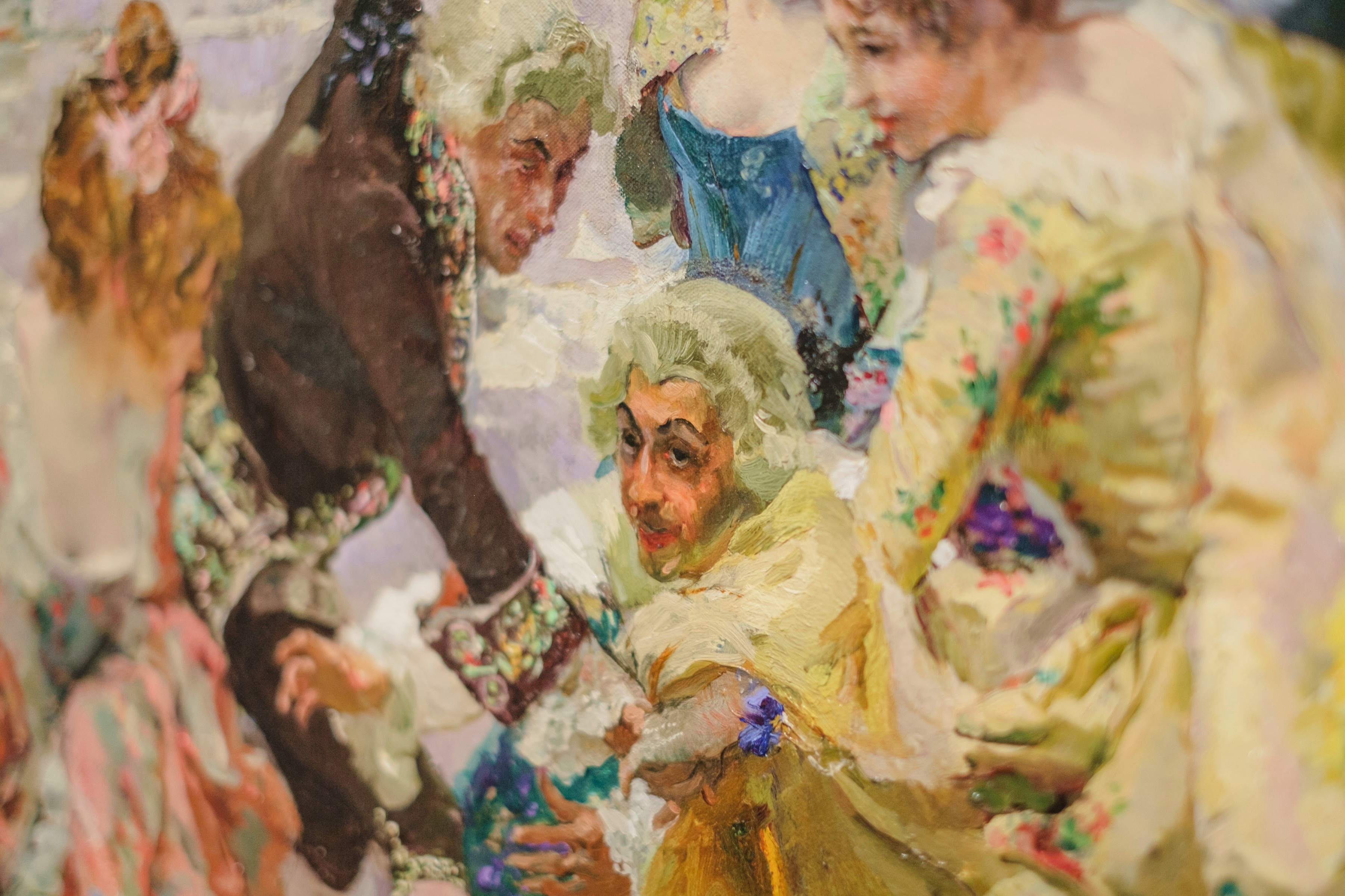 Detail of figures in a painting at the Museu de Belles Arts de València