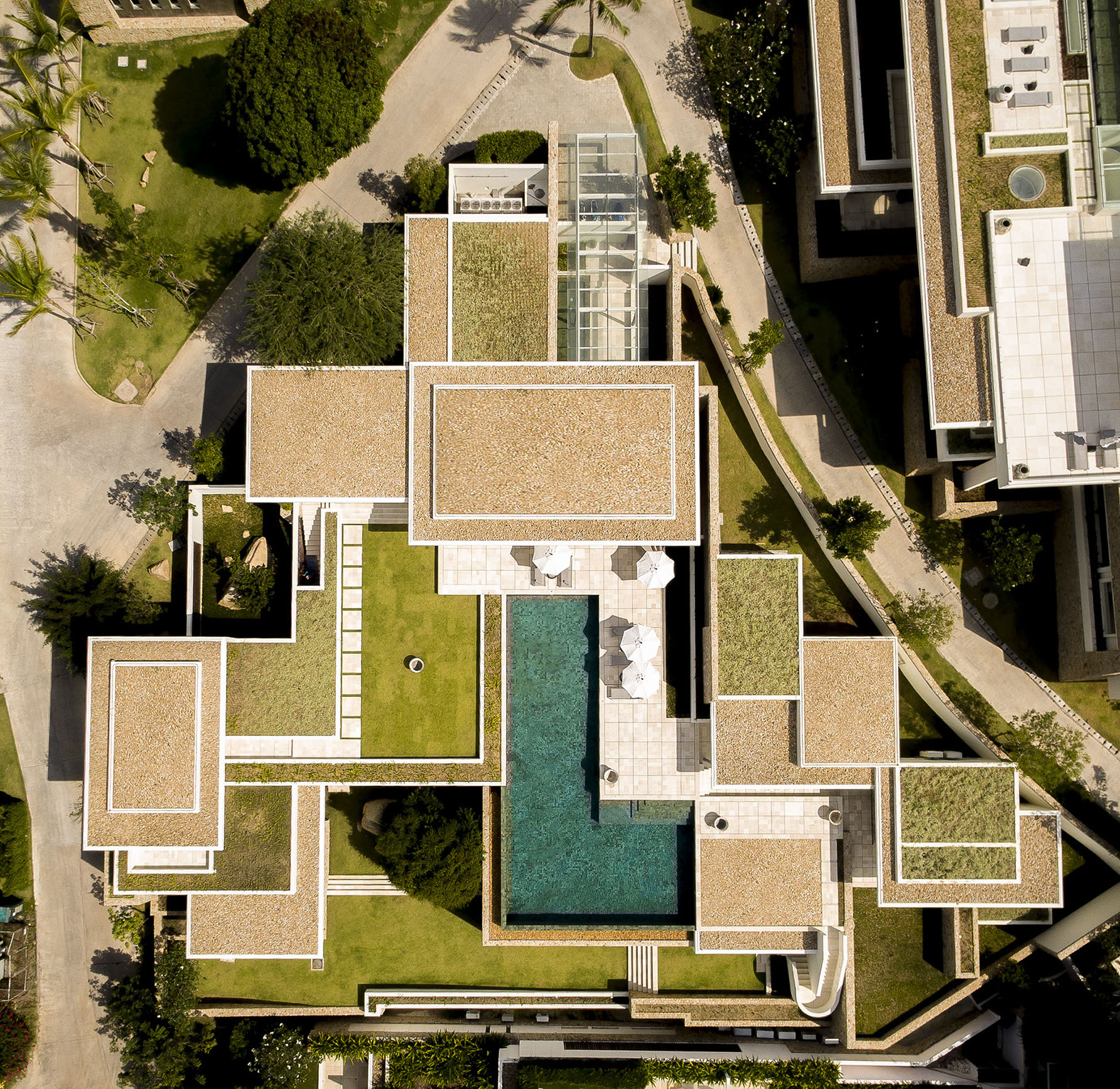 Samujana residence and pool seen from above