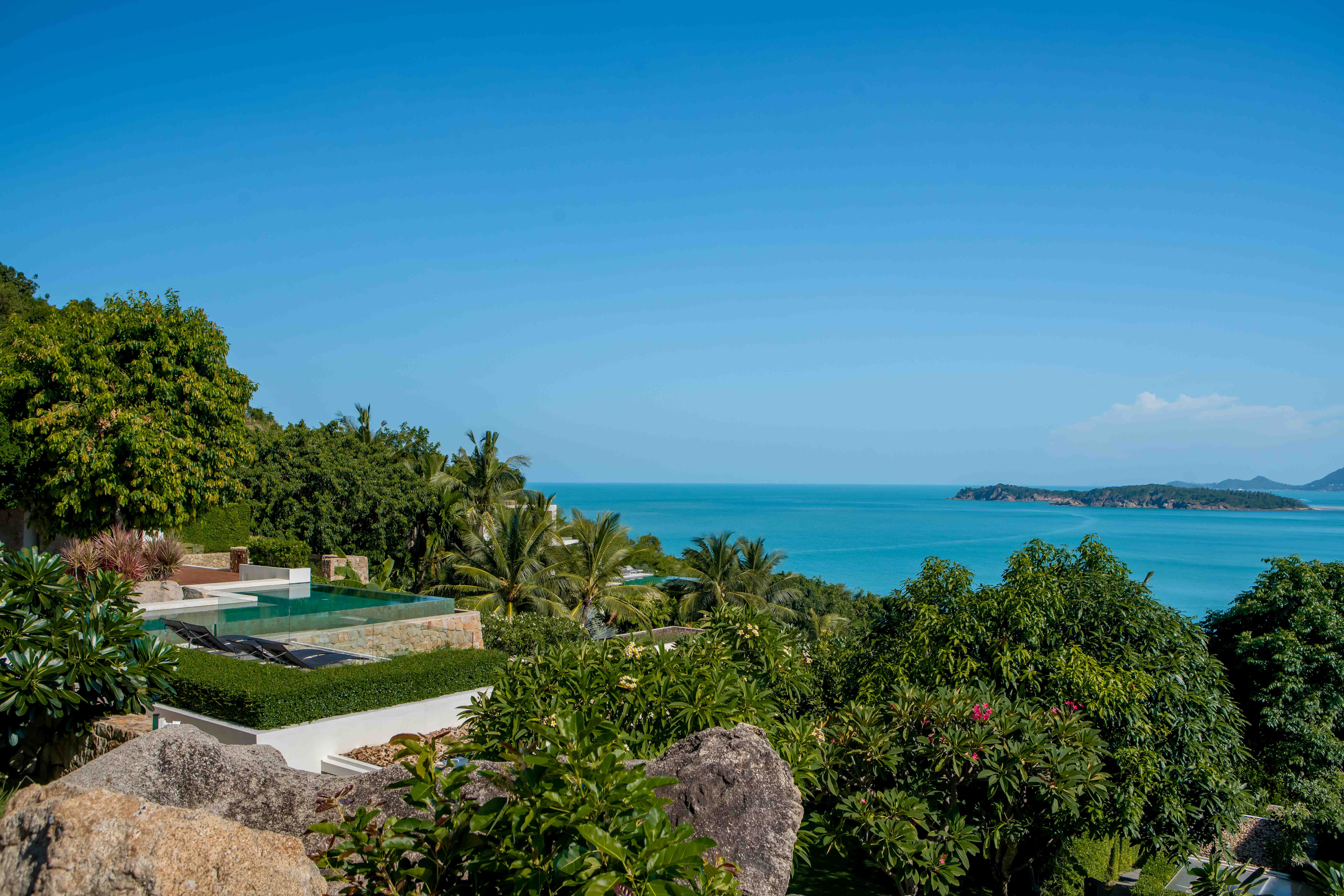 Terrace overlooking the tropical landscape